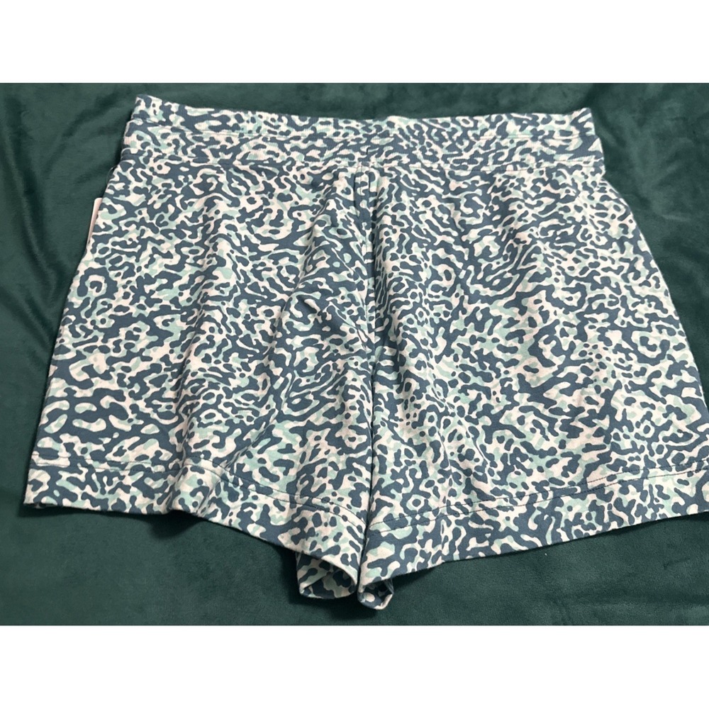 Athleta Size Small Balance 4" Shortie Shorts Leopard Aqua Blue Athleisure - Picture 11 of 15